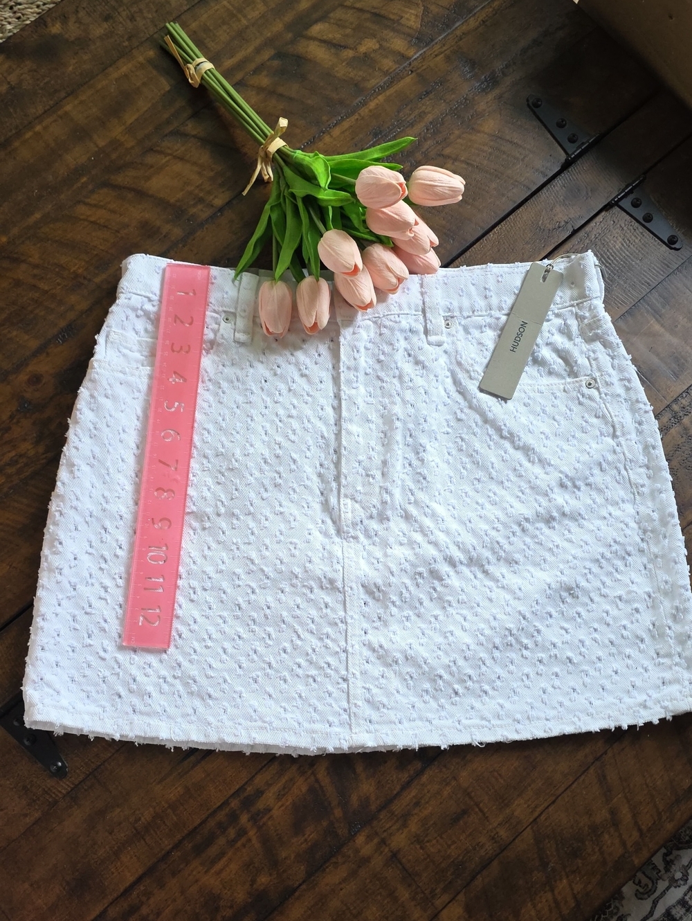 Hudson Jeans White Eyelet Mini Skirt
